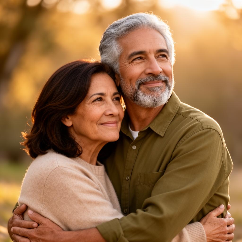 Senior couple embracing, reflecting on the importance of life insurance protection